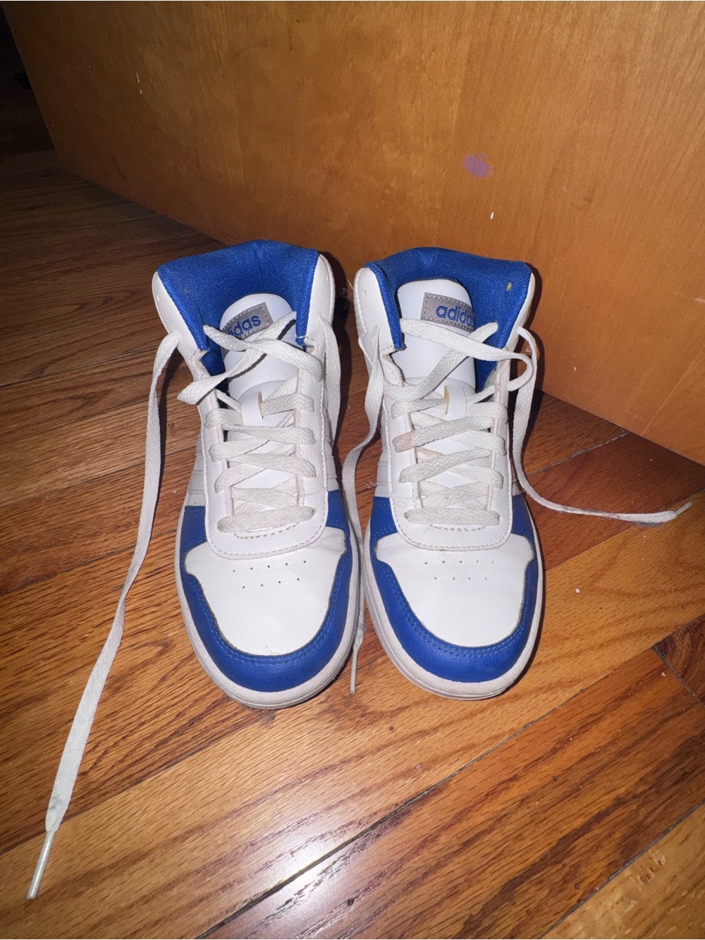 adidas Kids White and Blue Low-Top Sneakers